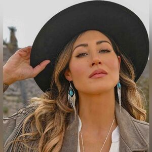 Free Woman Turquoise Silver Dangle Earrings